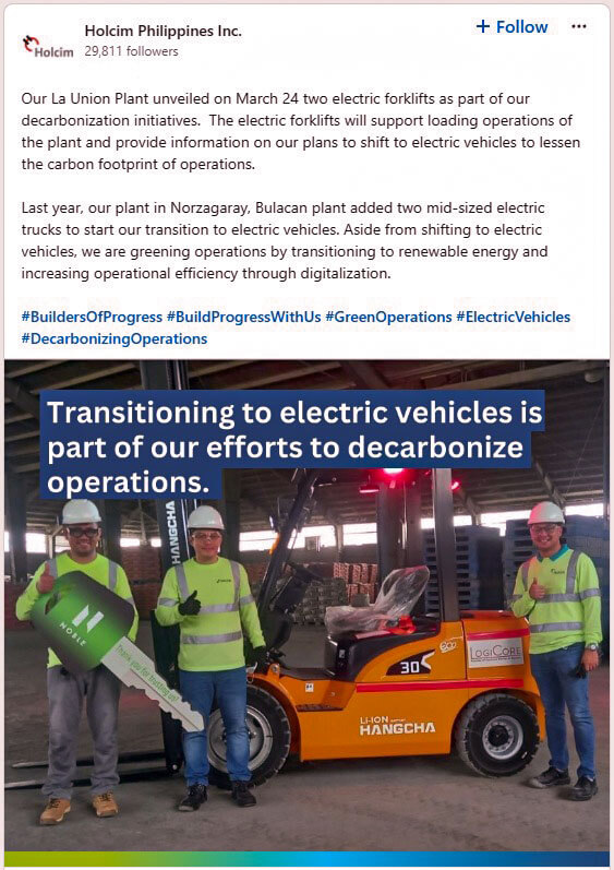 Holcim Forklift Noble Client